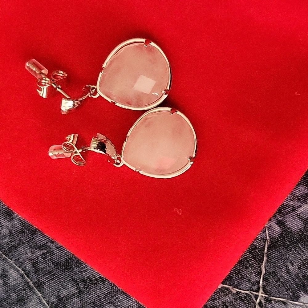 Galilea Rose Quart Earings in Stainless Steel.10 ctw